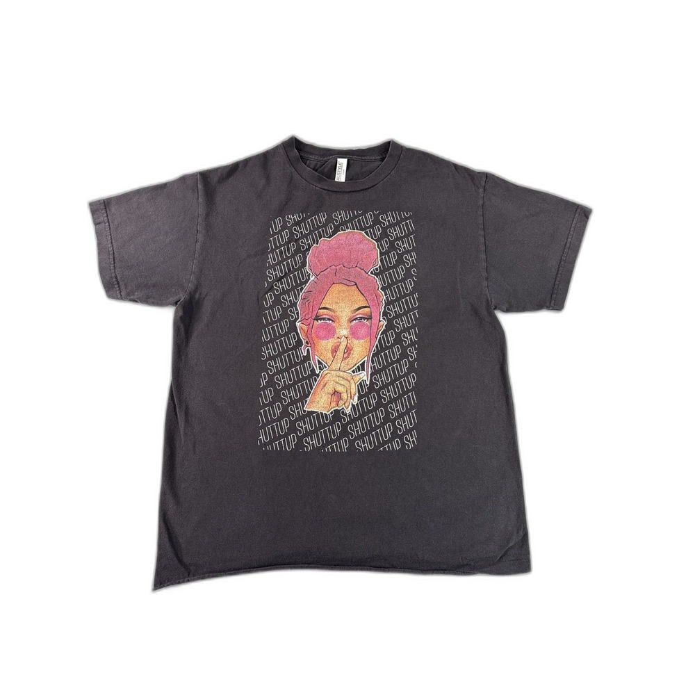 ALSTYLE Shut Up Graphic Tee Oversized Black Cotton Short Sleeve Crewneck Men M